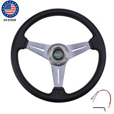 340mm Deep Dish Leather 6 Bolt Jdm Sport Racing Steering Wheel With Horn Us