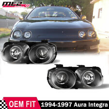 Black Headlights For 1994-1997 Acura Integra Gs Halo Projectors Front Lamp Pair