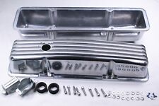 58-86 Sbc Chevy 327 350 400 Polished Aluminum Tall Retro Finned Valve Covers