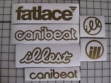 6 Sticker Pack1 Gold Vinyl Decal Fatlace Illest Canibeat Drift Race Car Jdm Vip