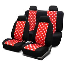 Fh Group Polka Dot Flat Cloth 1st 2nd Row Black Red Seat Covers
