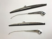 Pair 2 Wiper Arms Blade Kit Polished Stainless Steel For 1966-77 Ford Bronco