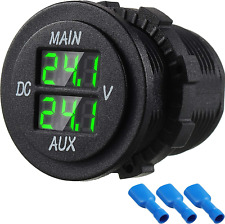 Led Digital Double Voltmeter Round Panel Voltage Monitor For Car Pickup Rv Truc