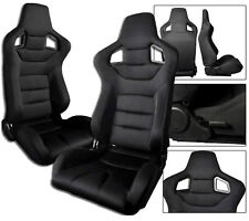 2 New Black Cloth Racing Seats Reclinable For All Ford 