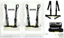2 X Tanaka Universal Black 4 Point Buckle Racing Seat Belt Harness