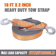 6 Tons 10 Feet Car Tow Cable Towing Strap Rope With 2 Hooks Emergency Heavy Duty