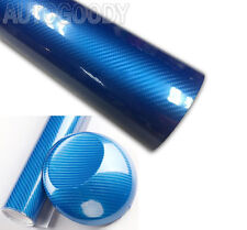 12x60 High Gloss 5d Blue Carbon Fiber Vinyl Wrap Air Bubble Free 1ft X 5ft 6d