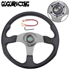 Gray 14inch Universal Aluminum Racing Steering Wheel Drifting Flat Dish 6 Bolts
