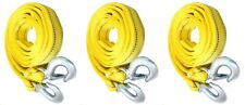 3 Pack 3 Tons Car Tow Cable Towing Strap Rope With 2 Hooks Emergency Heavy Duty