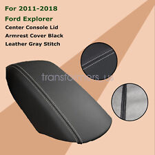 Leather Console Lid Armrest Cover 2011-18 Fits Ford Explorer Xlt Blk Gray Stitch