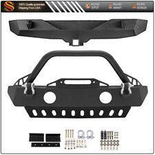For 2007-2018 Jeep Wrangler Jk Black Textured Complete Front Rear Bumpers Guard