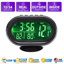 3in1 12v Digital Led Blue Alarm Auto Electronic Car Clock Voltmeter Thermometer