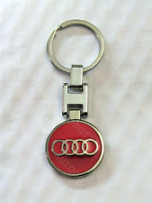 For Audi Metal Chrome Emblem Red Style Keychain Key Fob Ring