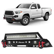 Steel Front Bumper For 16-2022 Toyota Tacoma Wwinch Plate Led Light Combo Kit