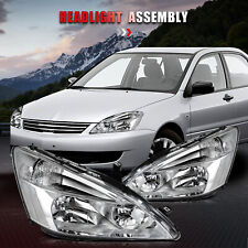 Headlights Assembly Pair For Honda Accord 2003-2007 Chrome Housing Headlamps