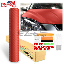 3d Carbon Fiber Texture Matte Red Vinyl Car Wrap Sticker Decal Film Sheet Diy