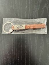 Audi Genuine Dealer Engraved Leather Car Keychain Ring Fob Holder - Brand New