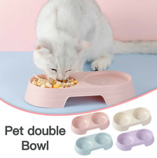 Cat Food Feeder Station Twin Dog Dish Water Double Non Slip Pet Bowl Split Puppy