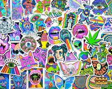 50 Pcs Psychedelic Sticker Pack Abstract Rainbow Smoking Hippie Trippy Decals