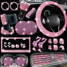 27 Pcs Bling Car Accessories Set For Women Bling Steering Wheel Covers Universal