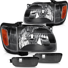 For Toyota Tacoma 2001-2004 Black Housing Front Headlights Assembly Pair