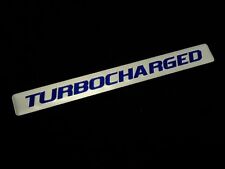 2 Turbocharged Turbo Charged Engine Fender Hood Emblems Badge Silver Blue Pair