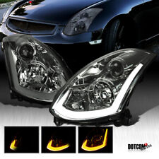 Fit 03-07 Infiniti G35 Coupe Smoke Projector Headlights Led Sequential Signal