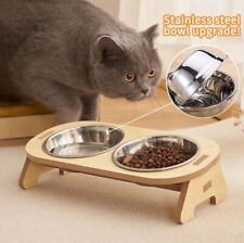 Pet Dog Cat Food Feeding Stand Station Stainless Double Raised Bowls Dish Holder