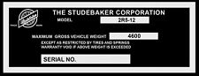 Studebaker Pickup Truck Serial Number Data Plate Id Tag Correct 1949 Plus