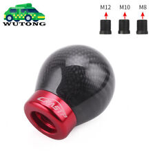 Real Carbon Fiber Black Red Ball Round Manual Mt Car Gear Shift Knob Shifter