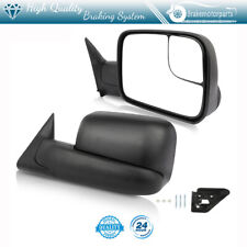 Pair Black Cover Manual View Tow Mirrors For 1994-2001 Doge Ram Driver Side