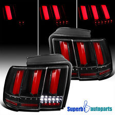 Fits 1999-2004 Ford 99-04 Mustang Sequential Led Tail Lights Brake Shiny Black