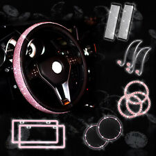 Pink Diamond Car Accessories 12 Pcs Set Steering Wheel Coverseat Belt Covers