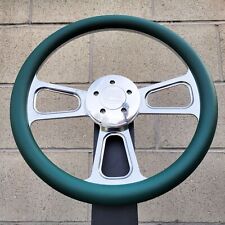 16 Inch Chrome Semi Truck Steering Wheel With Teal Vinyl Grip - 5 Hole