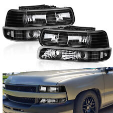 Front Black Headlights Bumper Light For Chevy Silverado Suburban 1500 2500 Tahoe