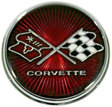 1975-1976 Corvette Fuel Gas Door Lid Emblem Gas Cross Flags Sunburst Badge New