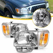 For 2001-2004 Toyota Tacoma Chrome Headlights Assembly Lamps Bumper Lights Set