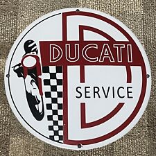 Vintage Ducati Porcelain Sign Motorcycle Bike Gas Oil Pump Service Station Plate