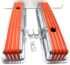 Sbc 350 Aluminum Finned Tall Orange Valve Covers