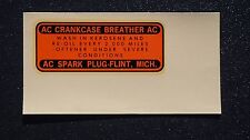 1930-1957 Gmc Chevy Corvette Ac Oil Crankcase Breather Cleaning Decal