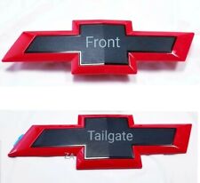 Black Red Fronttailgate Grill Bowtie Emblem Badge Fit Silverado1500 25003500