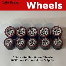 5 Sets-chrome Redline 5 Spoke With Tires And Axles.10mm12mm For Hot Wheels