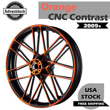 Sleek Double-spoke Wheel 21 Inch Orange Cnc Contrast Front Wheels For 09 Halrey