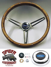 70-77 Ford Pickup Bronco Van Steering Wheel Blue Oval 15 Muscle Car Walnut Wood