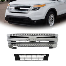 Fit For 2011-2015 Ford Explorer Front Upper Chrome Grillelower Grille Assembly