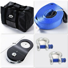 20ft 10t 4wd Suv Truck Winch Recovery Kit Snatch Block Bow Shackle Tow Strap Bag