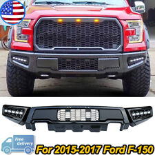 For 2015-2017 Ford F150 Raptor Style With Led Lights Black Steel Front Bumper