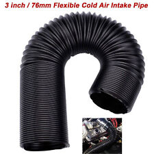 3 76mm Car Universal Cold Air Intake Inlet Pipe Flexible Duct Tube Hose Black