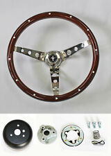 70-77 Mustang Wood Steering Wheel High Gloss Grip Mustang Cap 15 With Rivets