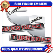 2x Cummins Turbo Diesel Badge For Ram 2500 3500 Side Fender Emblems Gloss Chrome